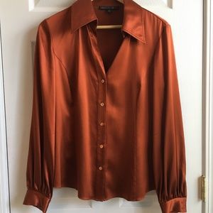 Burnt Orange Slik Button Up